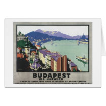 Budapest Via Harwich Vintage Travel Poster Greeting Cards