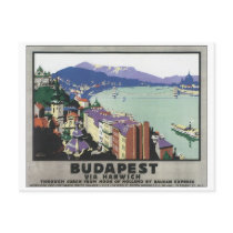Budapest Via Harwich Vintage Travel Poster Postcards