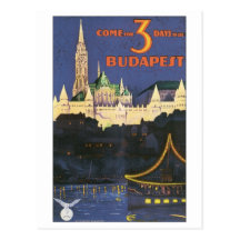 Budapest Vintage Travel Poster Postcard