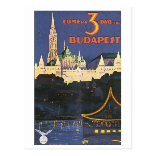Budapest Vintage Travel Poster Postcard