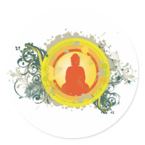 Buddha Abstract Sunset stickers by BuddhaGifts Buddha Abstract Sunset stickers