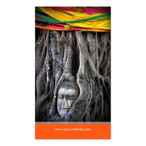 Buddha And The Tree Buddhism Thailand Photography Business Card Templates (back side)