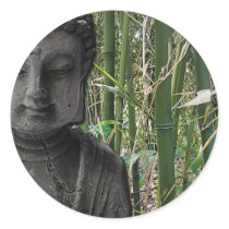 Buddha before bamboo background