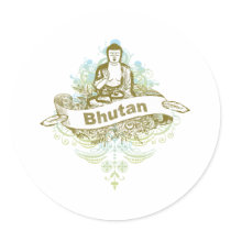 Buddha Bhutan Round Stickers