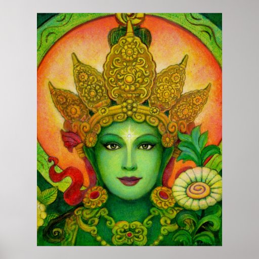 Buddha Goddess Green Tara beautiful art Poster | Zazzle