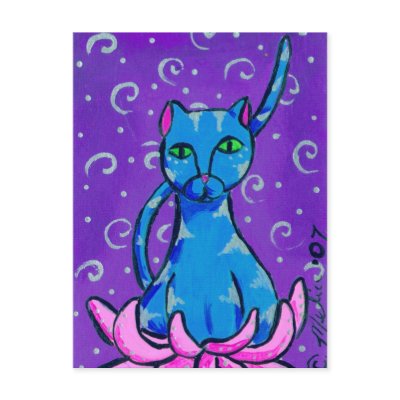 Buddha Kitty Postcard by BeMusedArt