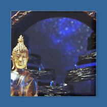 Buddha magnet with blue background magnets