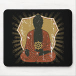 Buddha Meditating Dharma Wheel Mousepad
