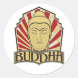 Buddha Retro Round Sticker