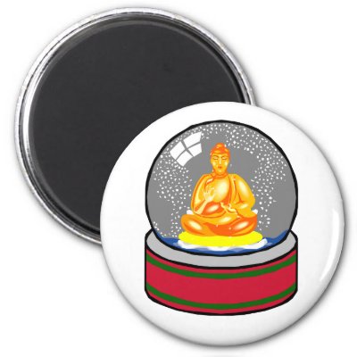 Buddha Snow Globe magnets