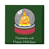 Buddha Snow Globe magnets
