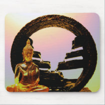 Buddha & Water fountain mousepads