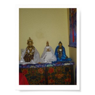 Buddhas with Stupa Print print