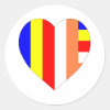 Buddhist Flag Heart Stickers