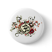 Buddhist Floral Om buttons