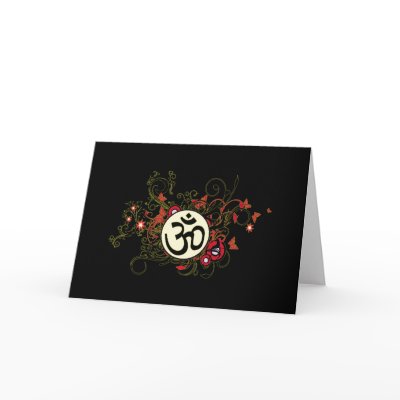 Buddhist Floral Om Greeting Card by BuddhaGifts