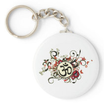 Buddhist Floral Om Keychain