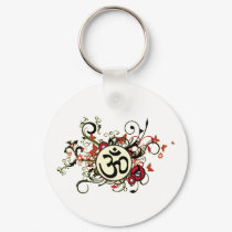 Buddhist Floral Om keychains by BuddhaGifts Buddhist Floral Om keychains
