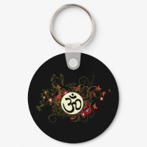 Buddhist Floral Om keychains by BuddhaGifts Buddhist Floral Om keychains