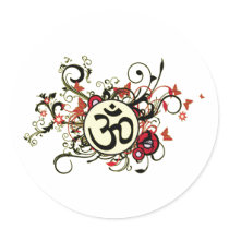 Buddhist Floral Om stickers by BuddhaGifts Buddhist Floral Om stickers