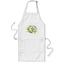 Buddhist Green Floral Om aprons