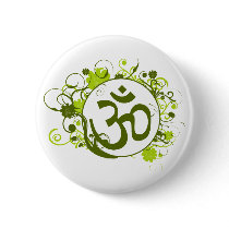 Buddhist Green Floral Om buttons