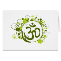 Buddhist Green Floral Om cards by BuddhaGifts Buddhist Green Floral Om cards