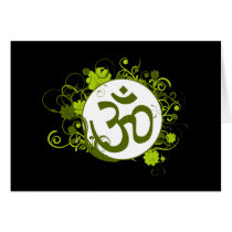 Buddhist Green Floral Om cards by BuddhaGifts Buddhist Green Floral Om cards