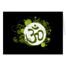 Buddhist Green Floral Om Cards