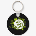 Buddhist Green Floral Om keychains