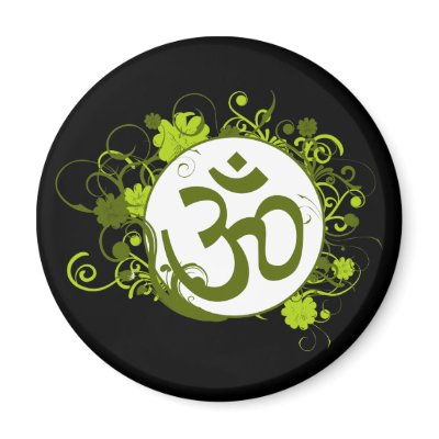 Buddhist Green Floral Om Refrigerator Magnets by BuddhaGifts