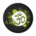 Buddhist Green Floral Om magnets by BuddhaGifts Buddhist Green Floral Om magnets