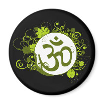 Buddhist Green Floral Om magnets by BuddhaGifts Buddhist Green Floral Om magnets