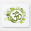 Buddhist Green Floral Om mousepads by BuddhaGifts Buddhist Green Floral Om mousepads