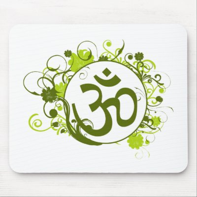 Buddhist Green Floral Om Mouse Mat by BuddhaGifts