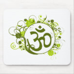 Buddhist Green Floral Om Mouse Mat