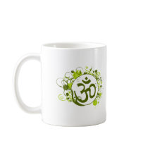 Buddhist Green Floral Om mugs by BuddhaGifts Buddhist Green Floral Om mugs