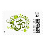 Buddhist Green Floral Om Postage Stamp