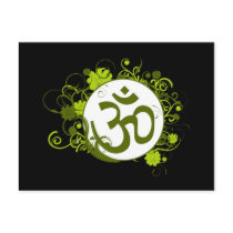 Buddhist Green Floral Om postcards by BuddhaGifts Buddhist Green Floral Om postcards