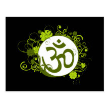 Buddhist Green Floral Om Postcards