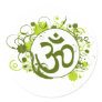 Buddhist Green Floral Om Round Stickers