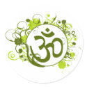 Buddhist Green Floral Om stickers