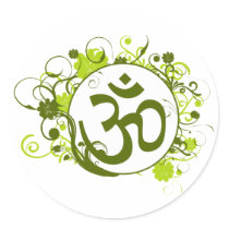 Buddhist Green Floral Om stickers by BuddhaGifts Buddhist Green Floral Om stickers