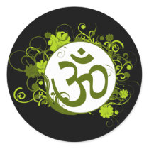 Buddhist Green Floral Om stickers by BuddhaGifts Buddhist Green Floral Om stickers