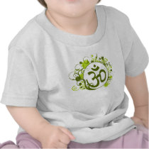 Buddhist Green Floral Om Tees