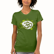 Buddhist Green Floral Om Tshirts