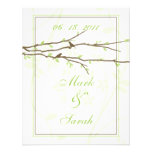 Budding Branches with Birds White 7 Green RSVP invitations