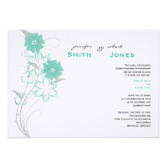 Budding Romance in Aqua Wedding Invitation