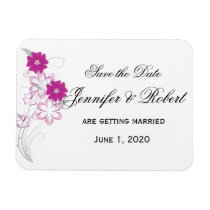 Budding Romance in Fuchsia Save the Date Flexible Magnet