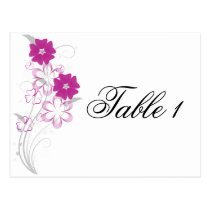 Budding Romance in Fuchsia Table Number Post Cards